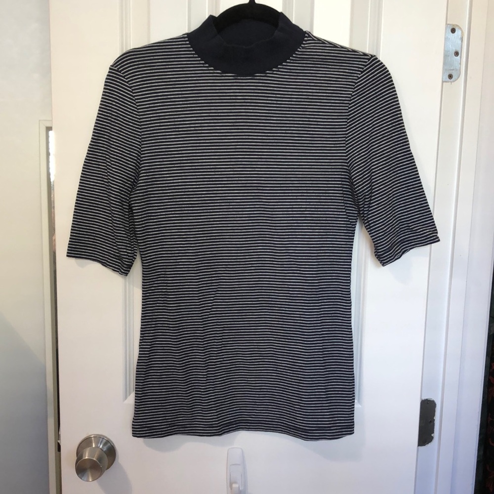 Navy Mock-Neck Tee